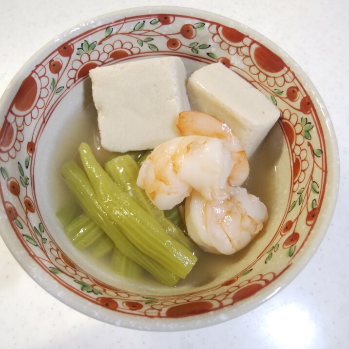 高野豆腐と海老とふきの煮物♪